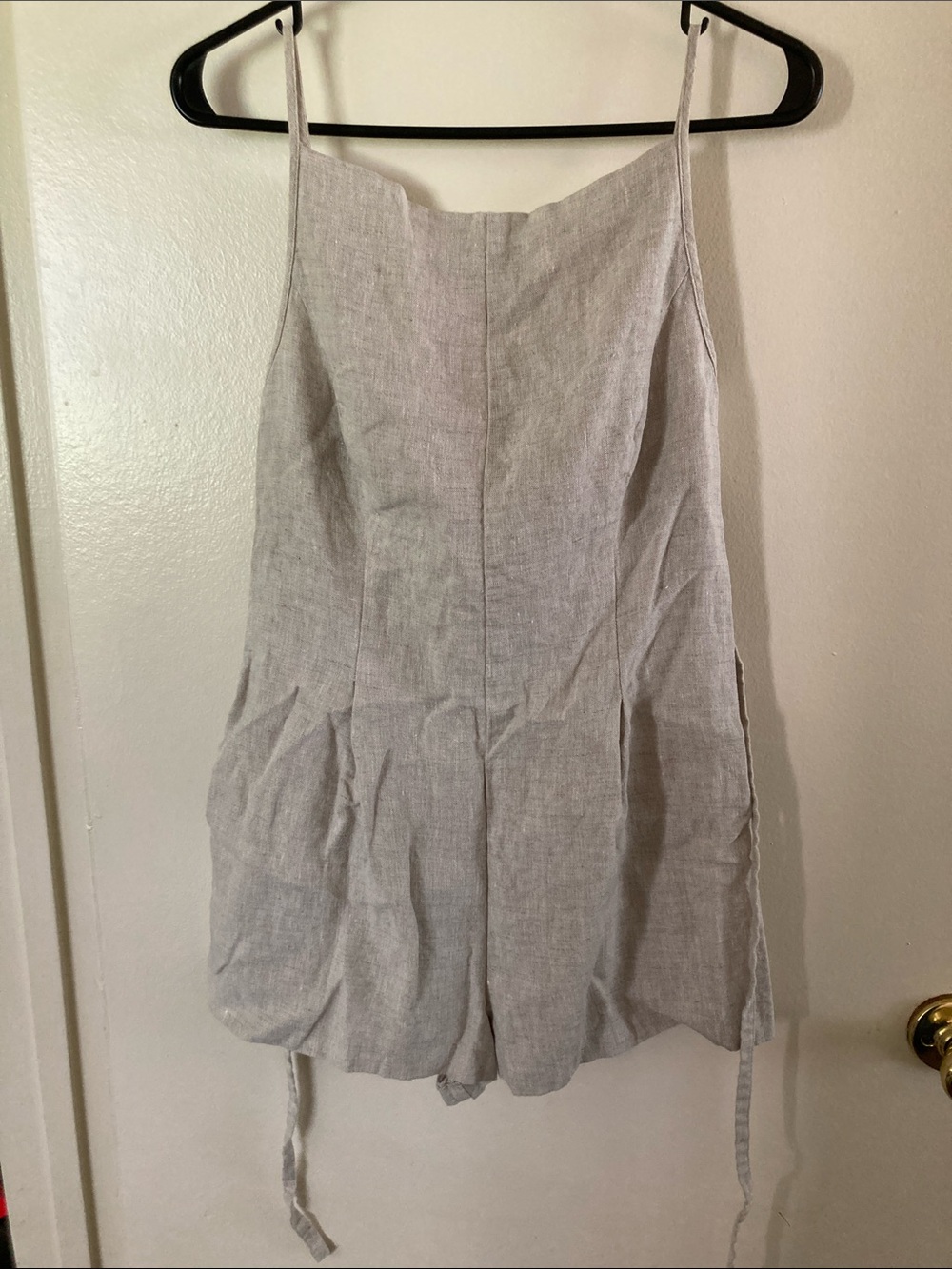 Light Gray Sleeveless Linen Romper - Strappy Summer Jumpsuit